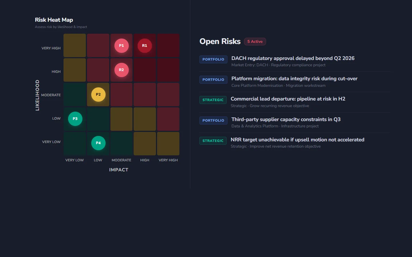 Risks, issues and decisions with RAID management in StrategyWorks
